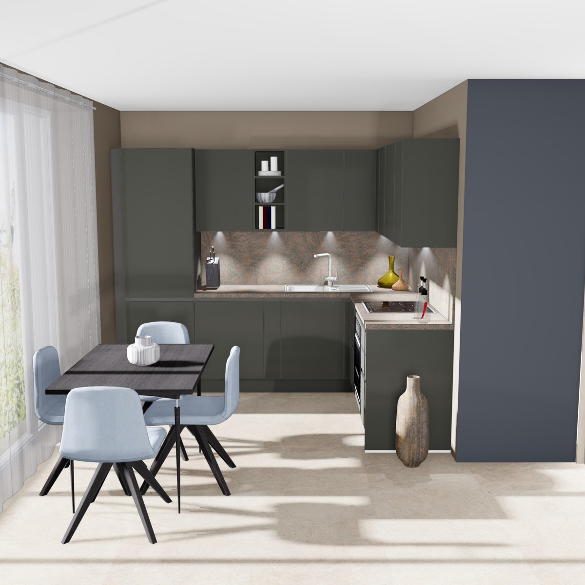 Kleine Eckküche für Ferienappartement